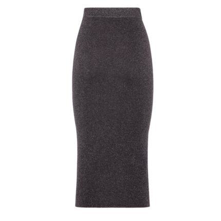 FENDI BLACK JERSEY SKIRT WITH METALLIC YARN