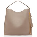 TOM FORD GRAIN LEATHER ALIX LARGE HOBO GRAPHITE