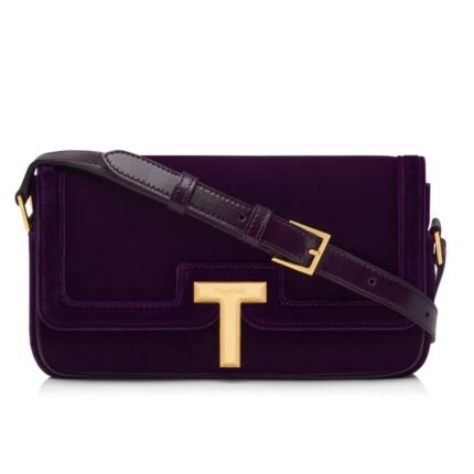 TOM FORD VELVET WALLIS E/W SHOULDER BAG PURPLE