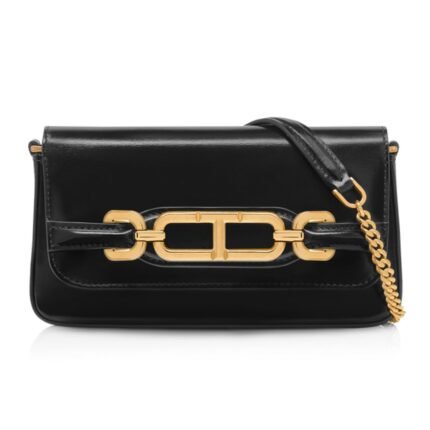 TOM FORD PALMELLATO EFFECT LEATHER MINI BAG BLACK
