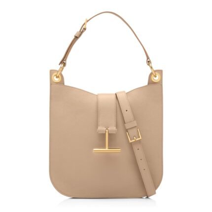 TOM FORD GRAIN LEATHER TARA SMALL CROSSBODY LIGHT BEIGE