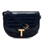 TOM FORD SHINY STAMPED CROCODILE LEATHER WALLIS CROSSBODY BAG LIGHT BEIGE