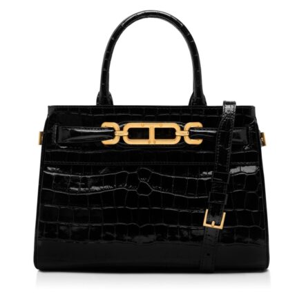 TOM FORD PRINTED CROCODILE LEATHER SMALL TOP HANDLE BLACK