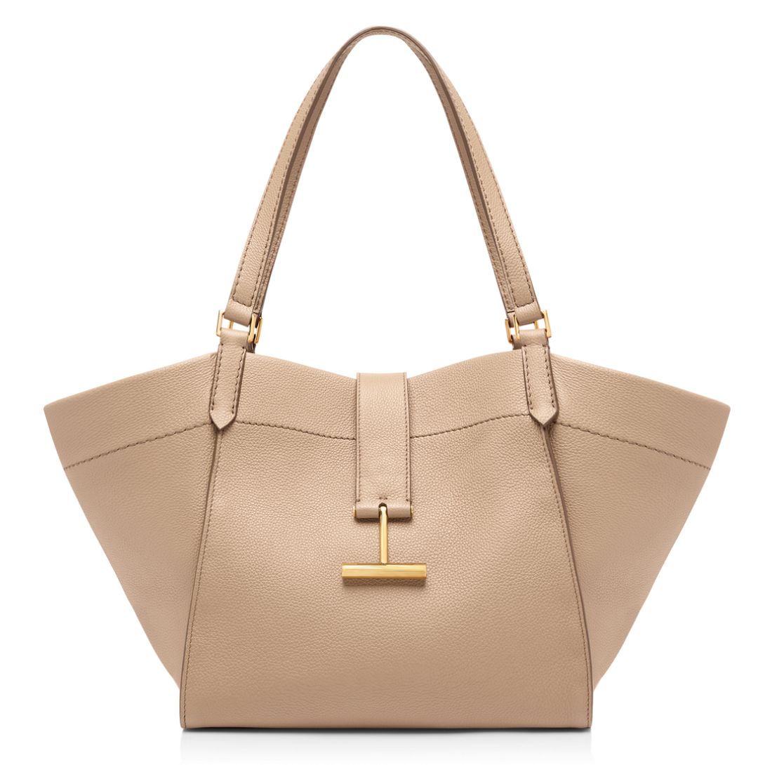 5 TOM FORD GRAIN LEATHER TARA MEDIUM TOTE LIGHT BEIGE