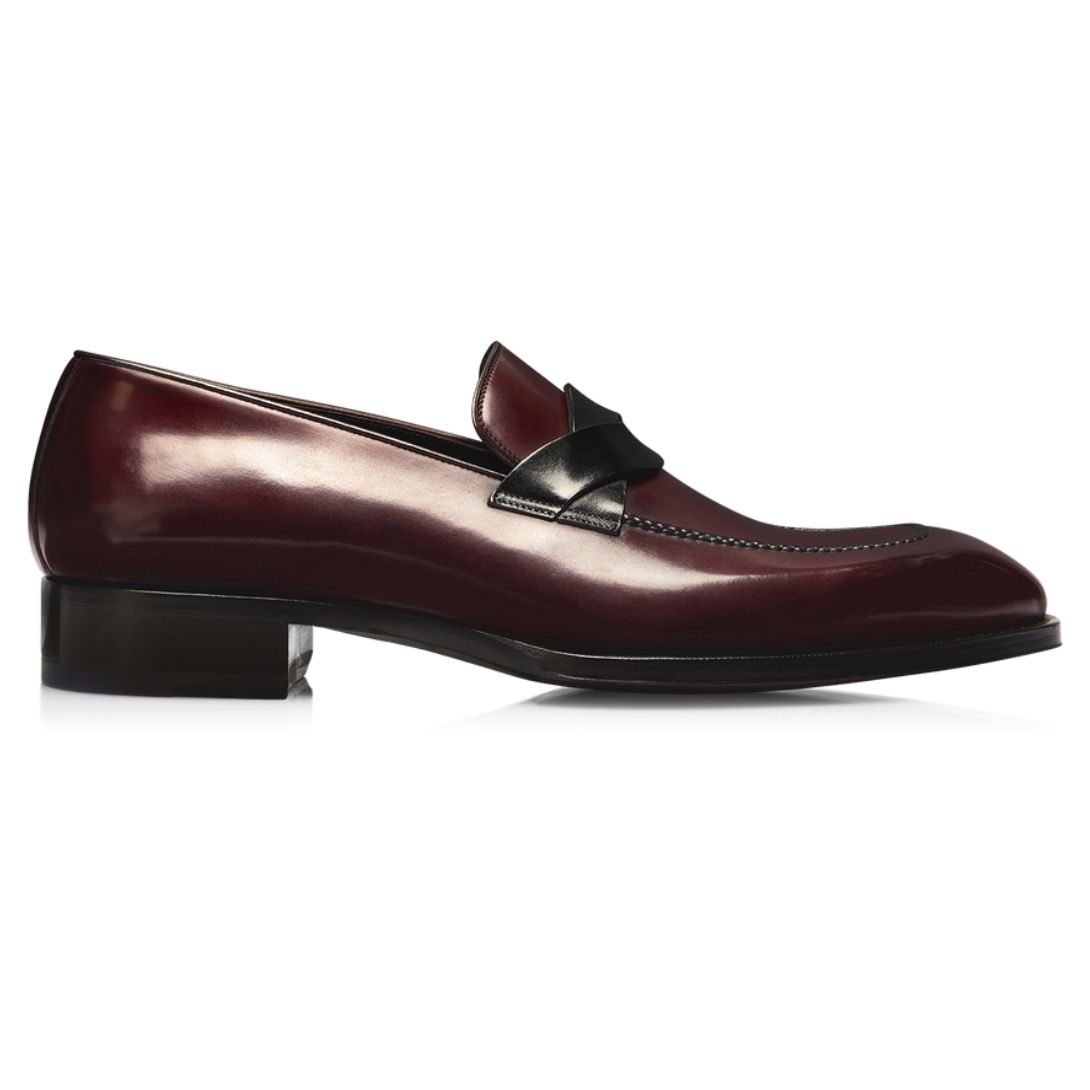 5 TOM FORD BURNISHED LEATHER ELKAN TWISTED BAND LOAFER OXBLOOD