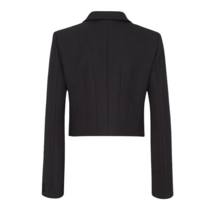 FENDI JACKET BLACK GRAIN DE POUDRE WOOL BLAZER