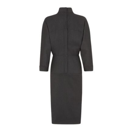 FENDI BLACK PINSTRIPED WOOL DRESS