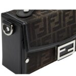 FENDI SELLERIA SIESTA SMALL BLACK LEATHER BAG WITH 266 HAND-SEWN TOPSTITCHES