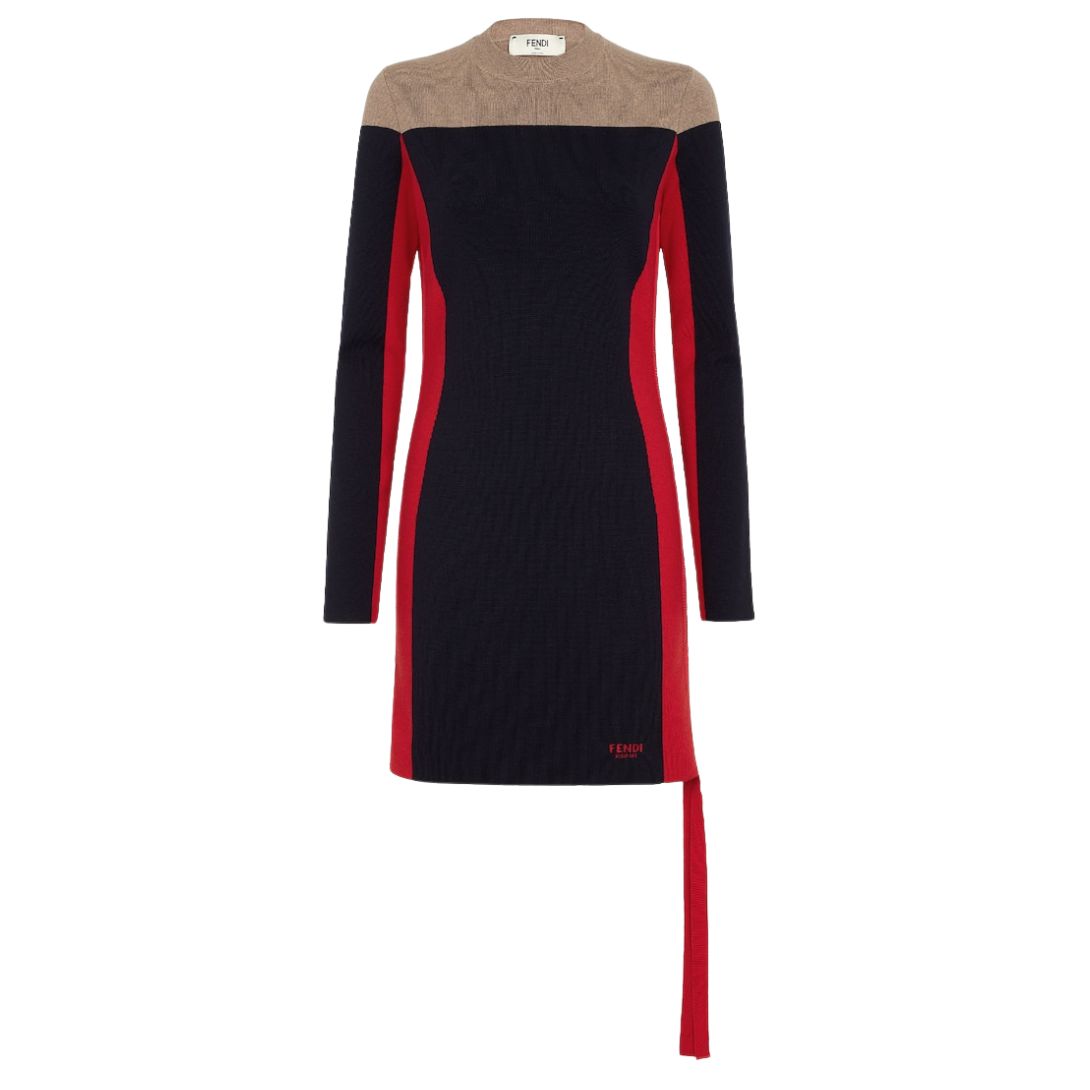 5 FENDI BROWN TARTAN DRESS