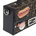 FENDI SOFT TRUNK BAGUETTE BROWN FF JACQUARD BAG WITH APPLIQUÉS