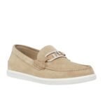 FENDI O LOCK LIGHT SUEDE LOAFERS