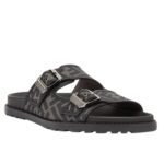 FENDI FEEL FF JACQUARD FABRIC SANDALS