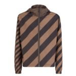 FENDI BLOUSON BROWN NYLON WINDBREAKER