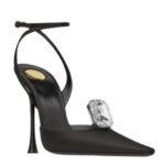 SAINT LAURENT HARLOW PUMPS IN SATIN CREPE AND CRYSTALS