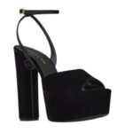 SAINT LAURENT JODIE PLATFORM SANDALS IN VELVET