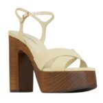 SAINT LAURENT BIANCA PLATFORM SANDALS IN CANVAS