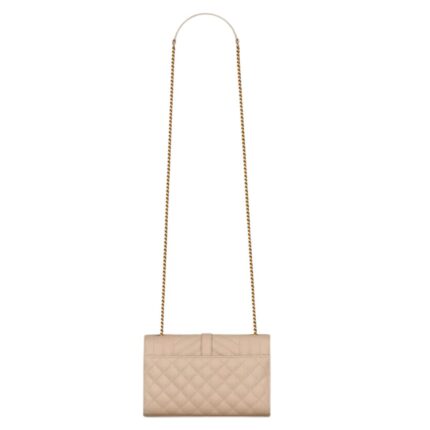 SAINT LAURENT ENVELOPE SMALL IN QUILTED GRAIN DE POUDRE EMBOSSED LEATHER