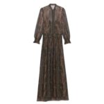 SAINT LAURENT LAVALLIÈRE DRESS IN LUREX PAISLEY SILK CREPON