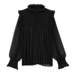 SAINT LAURENT RUFFLED BLOUSE IN SILK CREPE MUSLIN