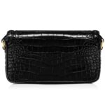 TOM FORD SHINY STAMPED CROCODILE LEATHER WALLIS E W SHOULDER BAG BLACK