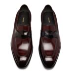 TOM FORD BURNISHED LEATHER ELKAN TWISTED BAND LOAFER OXBLOOD