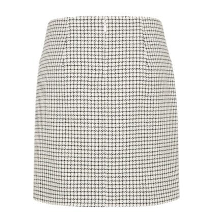 FENDI WHITE CHECK WOOL MINI SKIRT
