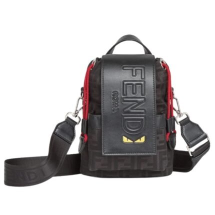 FENDI EYES STRIKE MINI LUNAR NEW YEAR BLACK FF JACQUARD ONE-SHOULDER BACKPACK