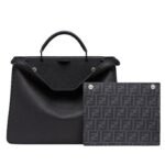 FENDI PEEKABOO ISEEU MEDIUM BLACK SELLERIA BAG WITH 713 HAND-SEWN TOPSTITCHES
