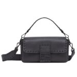 FENDI REGULAR BAGUETTE BLACK SELLERIA BAG WITH 590 HAND-SEWN TOPSTITCHES