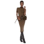 FENDI DRESS BEIGE MICRO CHECK WOOL
