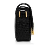 TOM FORD SHINY STAMPED CROCODILE LEATHER WALLIS E W SHOULDER BAG BLACK