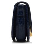TOM FORD SHINY STAMPED CROCODILE LEATHER WALLIS CROSSBODY BAG NAVY