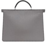 FENDI PEEKABOO ISEEU MEDIUM GRAY SELLERIA BAG WITH 722 HAND-SEWN STITCHES