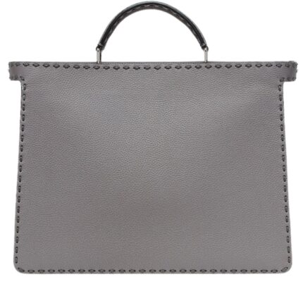FENDI PEEKABOO ISEEU MEDIUM GRAY SELLERIA BAG WITH 722 HAND-SEWN STITCHES