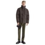 FENDI BROWN FF JACQUARD NYLON PUFFER JACKET