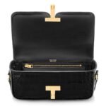 TOM FORD SHINY STAMPED CROCODILE LEATHER WALLIS E W SHOULDER BAG BLACK