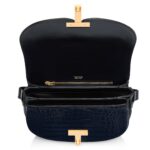 TOM FORD SHINY STAMPED CROCODILE LEATHER WALLIS CROSSBODY BAG NAVY