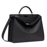 FENDI PEEKABOO ISEEU MEDIUM BLACK SELLERIA BAG WITH 713 HAND-SEWN TOPSTITCHES