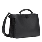FENDI PEEKABOO ISEEU SMALL BLACK SELLERIA BAG WITH 526 HAND-SEWN TOPSTITCHES