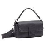 FENDI REGULAR BAGUETTE BLACK SELLERIA BAG WITH 590 HAND-SEWN TOPSTITCHES