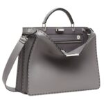 FENDI PEEKABOO ISEEU MEDIUM GRAY SELLERIA BAG WITH 722 HAND-SEWN STITCHES