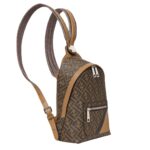 FENDI CHIODO SMALL DIAGONAL BROWN FF CANVAS BACKPACK