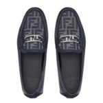 FENDI O LOCK FF JACQUARD AND LEATHER DRIVING SHOES