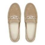 FENDI O LOCK LIGHT SUEDE LOAFERS
