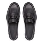 FENDI O LOCK BLACK LEATHER LOAFERS