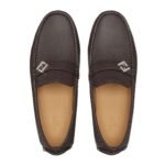 FENDI FF SQUARED BLACK LEATHER DRIVER LOAFERS