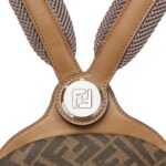 FENDI CHIODO SMALL DIAGONAL BROWN FF CANVAS BACKPACK