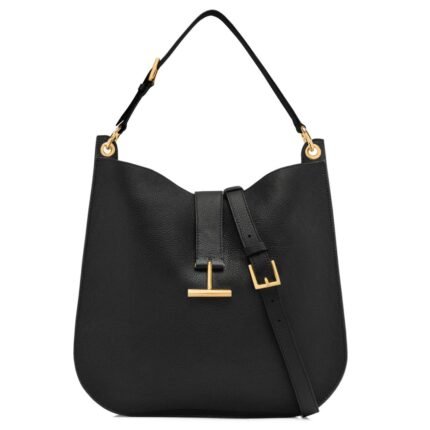 TOM FORD GRAIN LEATHER TARA LARGE CROSSBODY BLACK