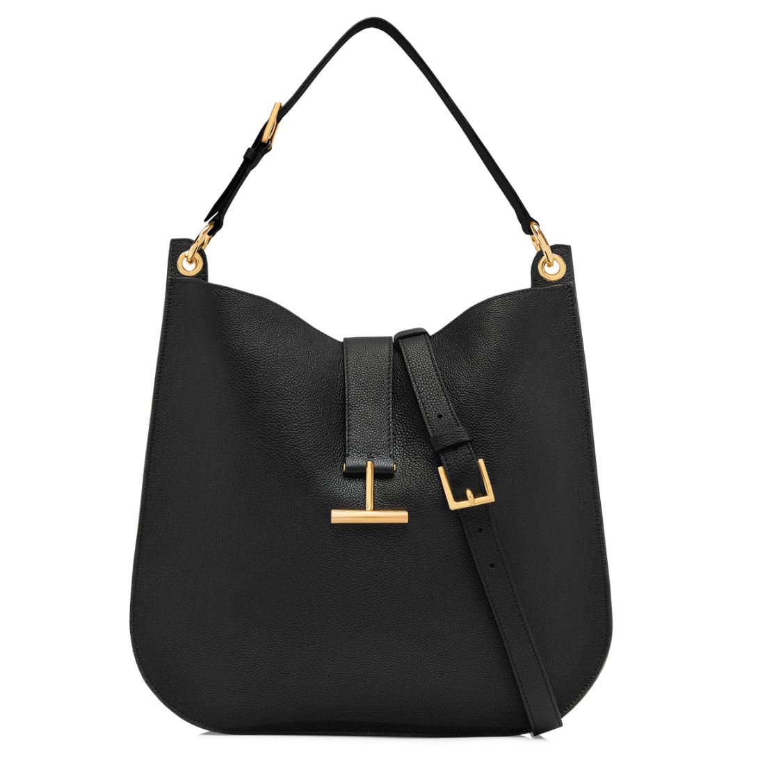 9 TOM FORD GRAIN LEATHER TARA LARGE CROSSBODY BLACK