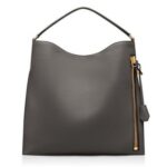 TOM FORD GRAIN LEATHER ALIX LARGE HOBO GRAPHITE